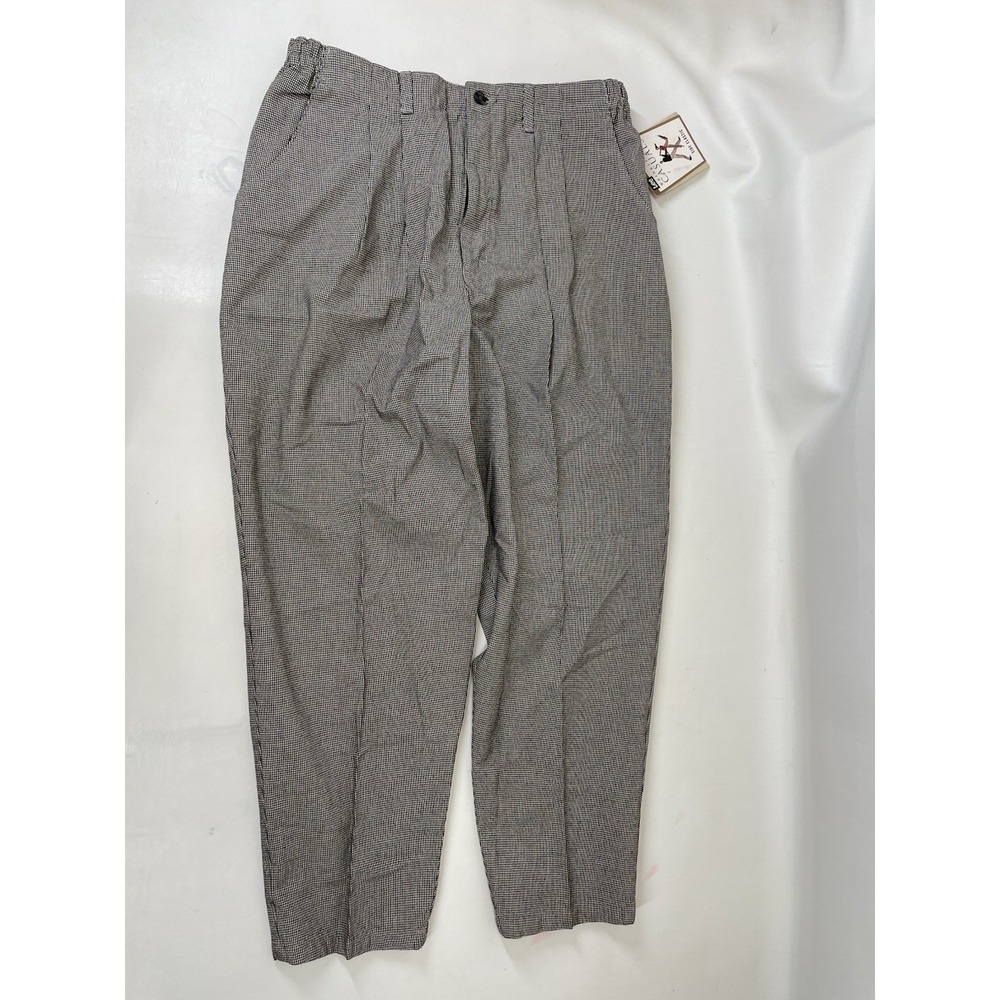 Lee Casuals Side Elastic Tapered Leg Gingham Check Pants Womens 18P Black White‎